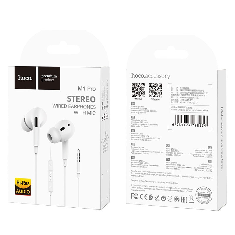 Hoco Wired earphones 3.5mm “M1 Pro Original series” with mic Hoco Wired earphones 3.5mm “M1 Pro Original series” with mic